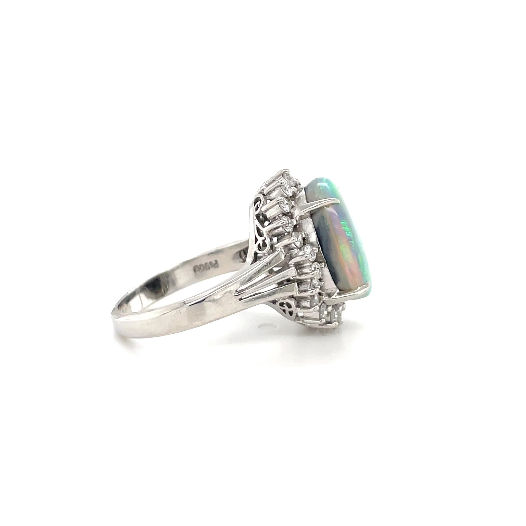 3.95 Carat Black Opal and Diamond Ring - Image 4