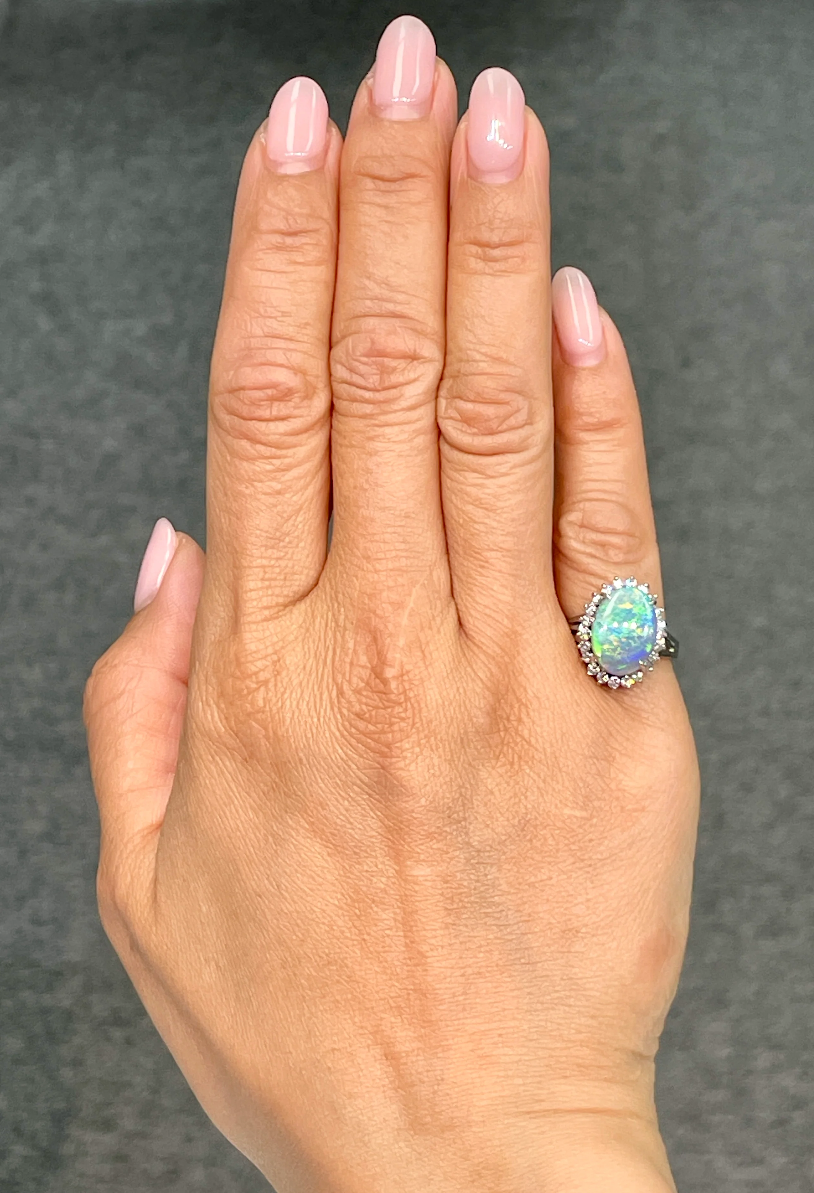 3.95 Carat Black Opal and Diamond Ring - Image 5