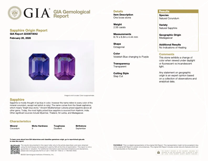 2.56 Carat Blue/Purple No Heat Sapphire - GIA - Image 2