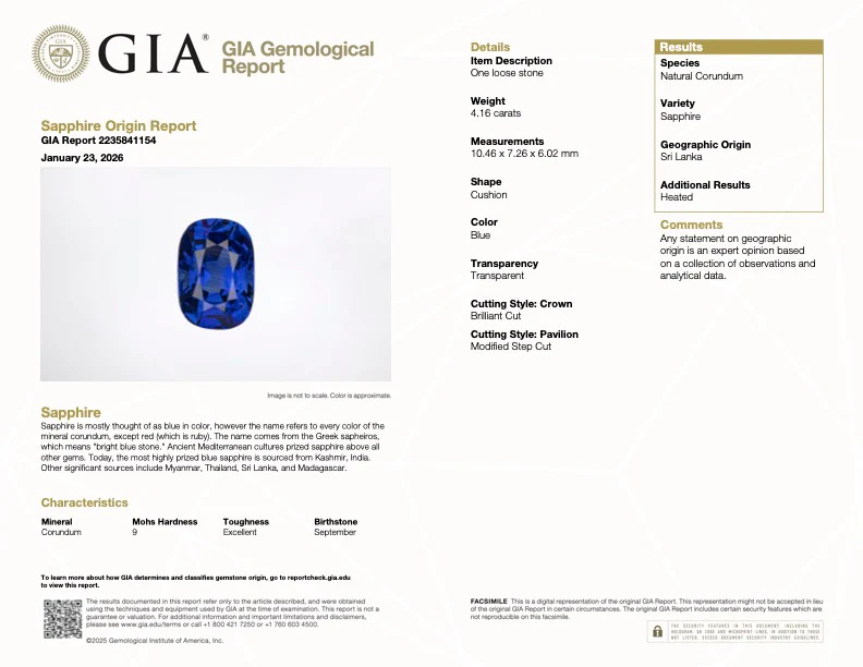 4.16 Carat Blue Sapphire - Sri Lanka - GIA - Image 2
