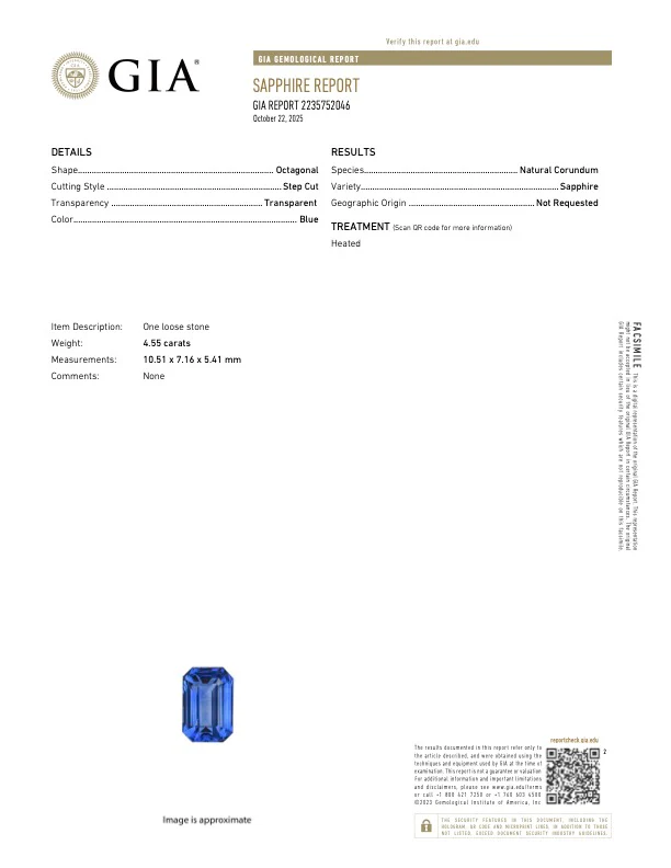 4.55 Carat Blue Sapphire - GIA - Image 3