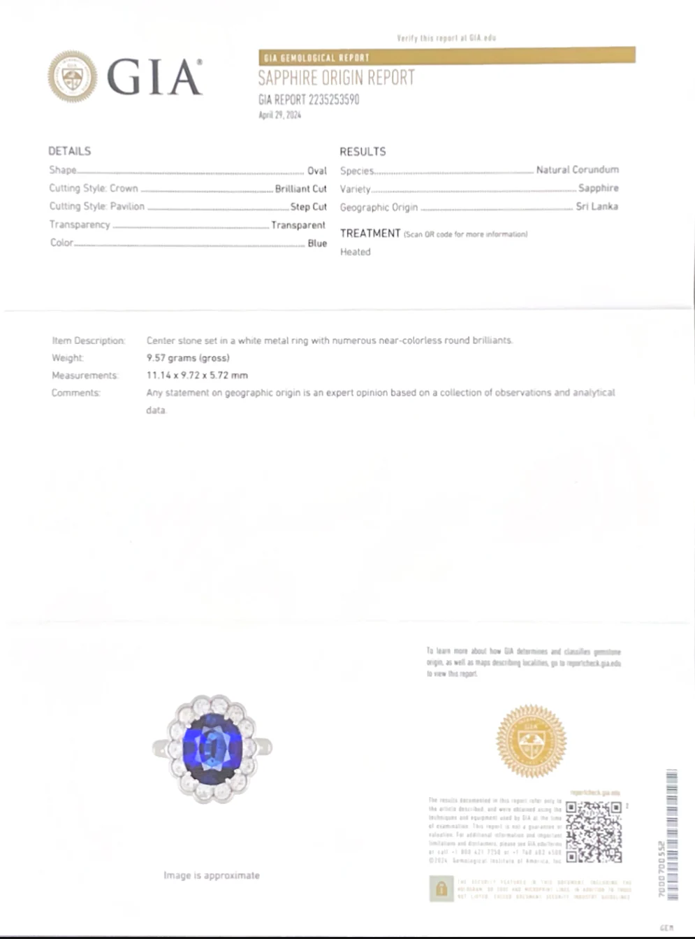 4.90 Carat Ceylon Sapphire and Diamond Platinum Ring - GIA - Image 3