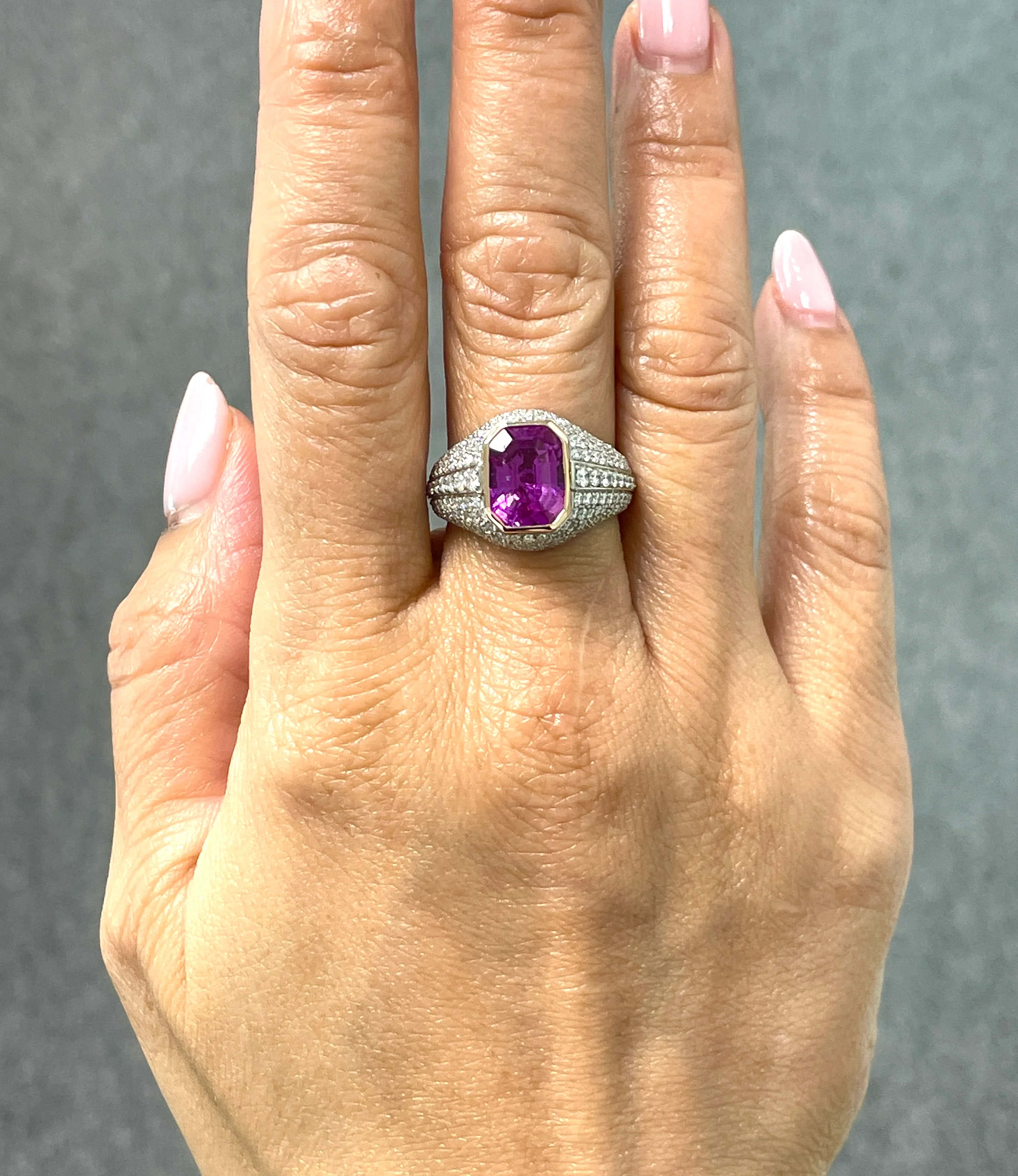 5.01 Carat Pink Sapphire and Diamond Ring - AGL - Image 2