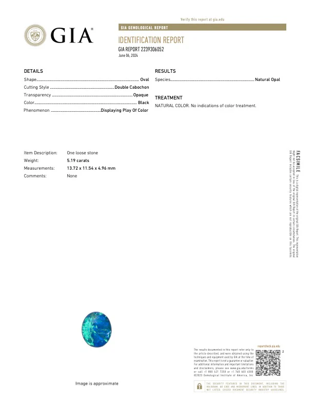 5.19 Carat Lightning Ridge Black Opal - GIA - Image 4