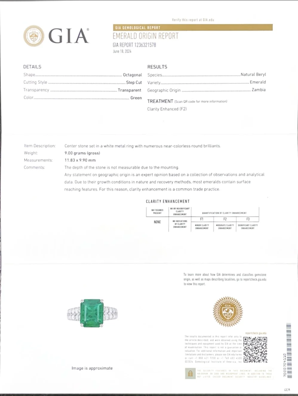 5.51 Carat Zambian Emerald and Diamond Ring - GIA - Image 3