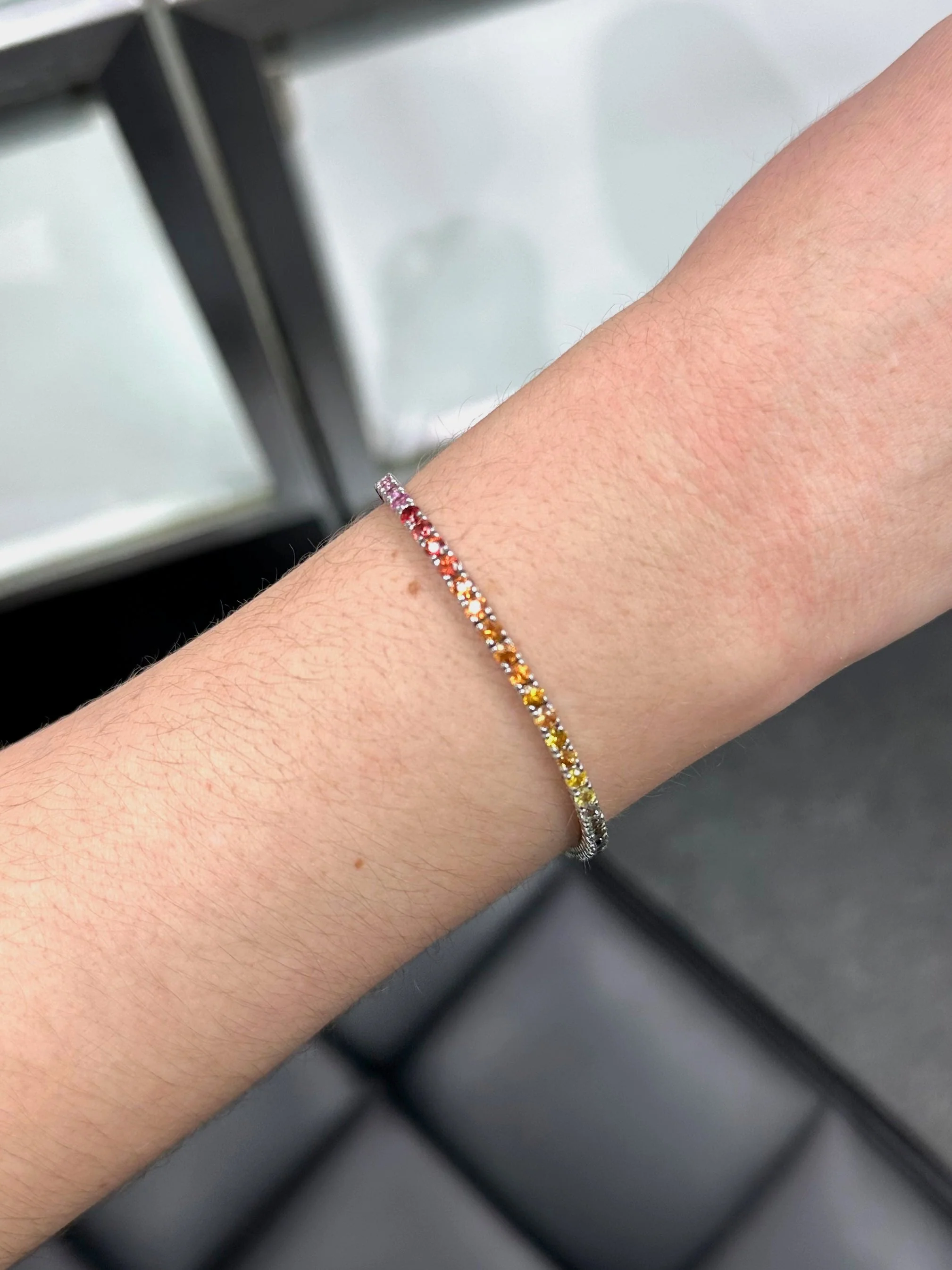 7.00 Carat Rainbow Ombre Sapphire Bracelet - Image 7