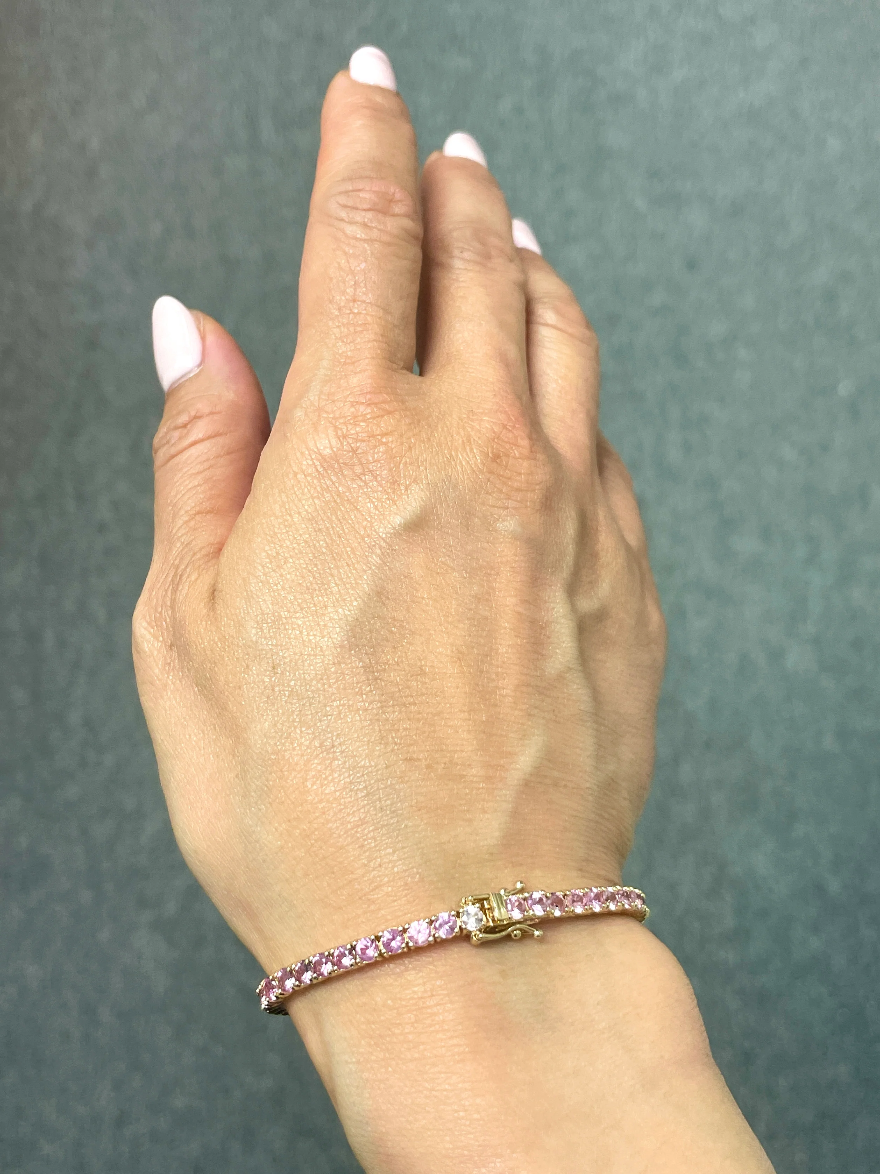 7.00 Carat Pink Sapphire Tennis Bracelet - Image 4