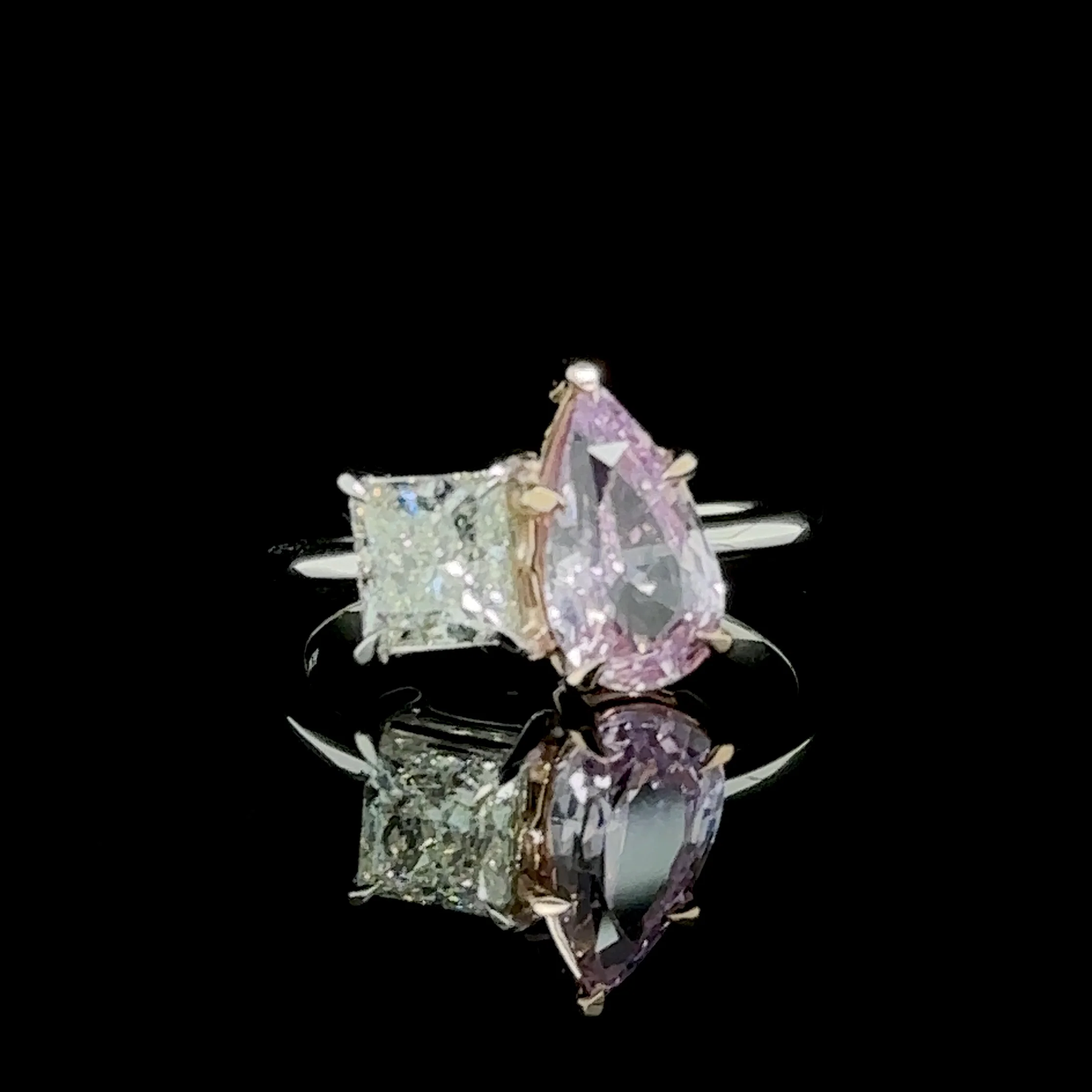 3.02 Carat Diamond and Pink Sapphire Toi et Moi Ring - Image 3