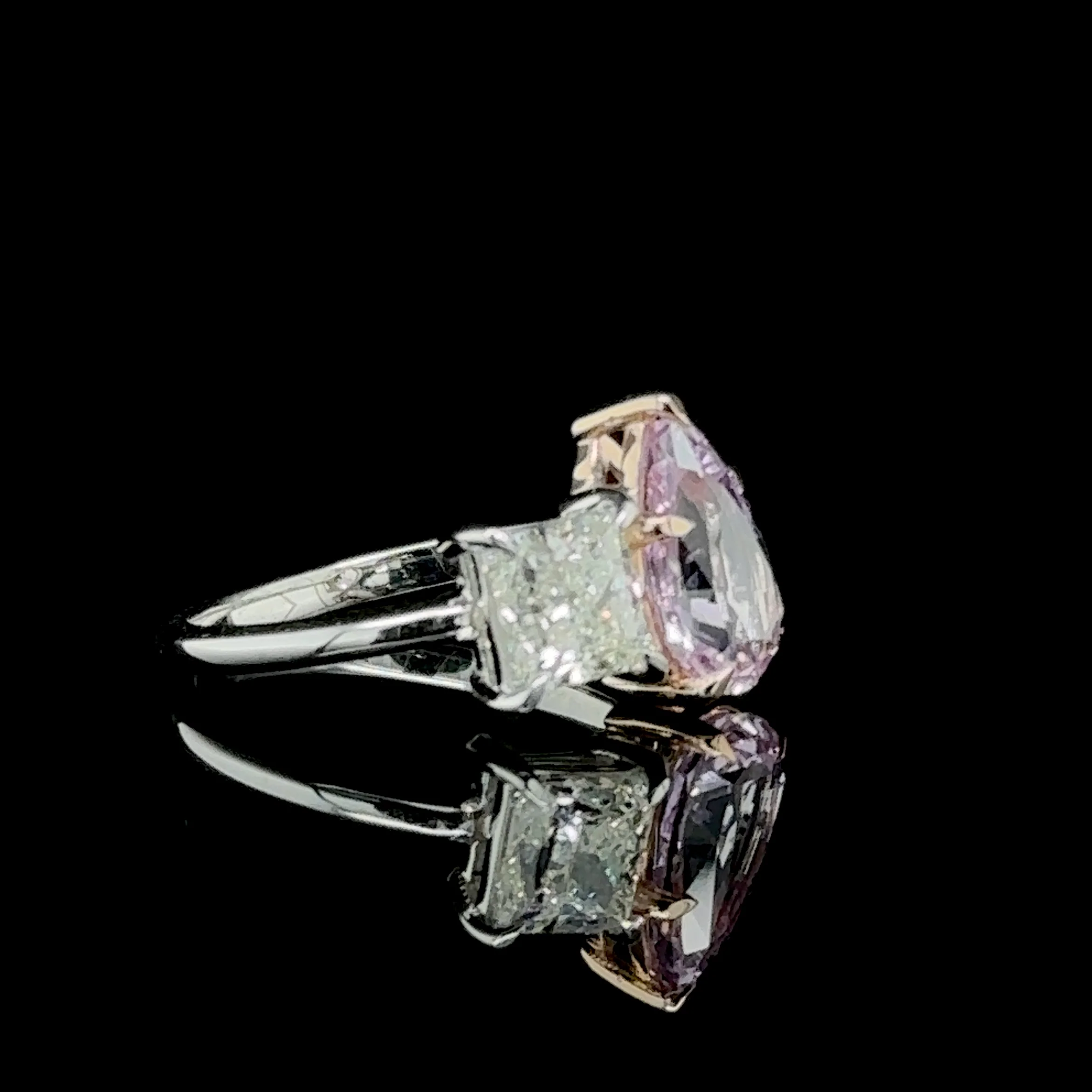 3.02 Carat Diamond and Pink Sapphire Toi et Moi Ring - Image 4