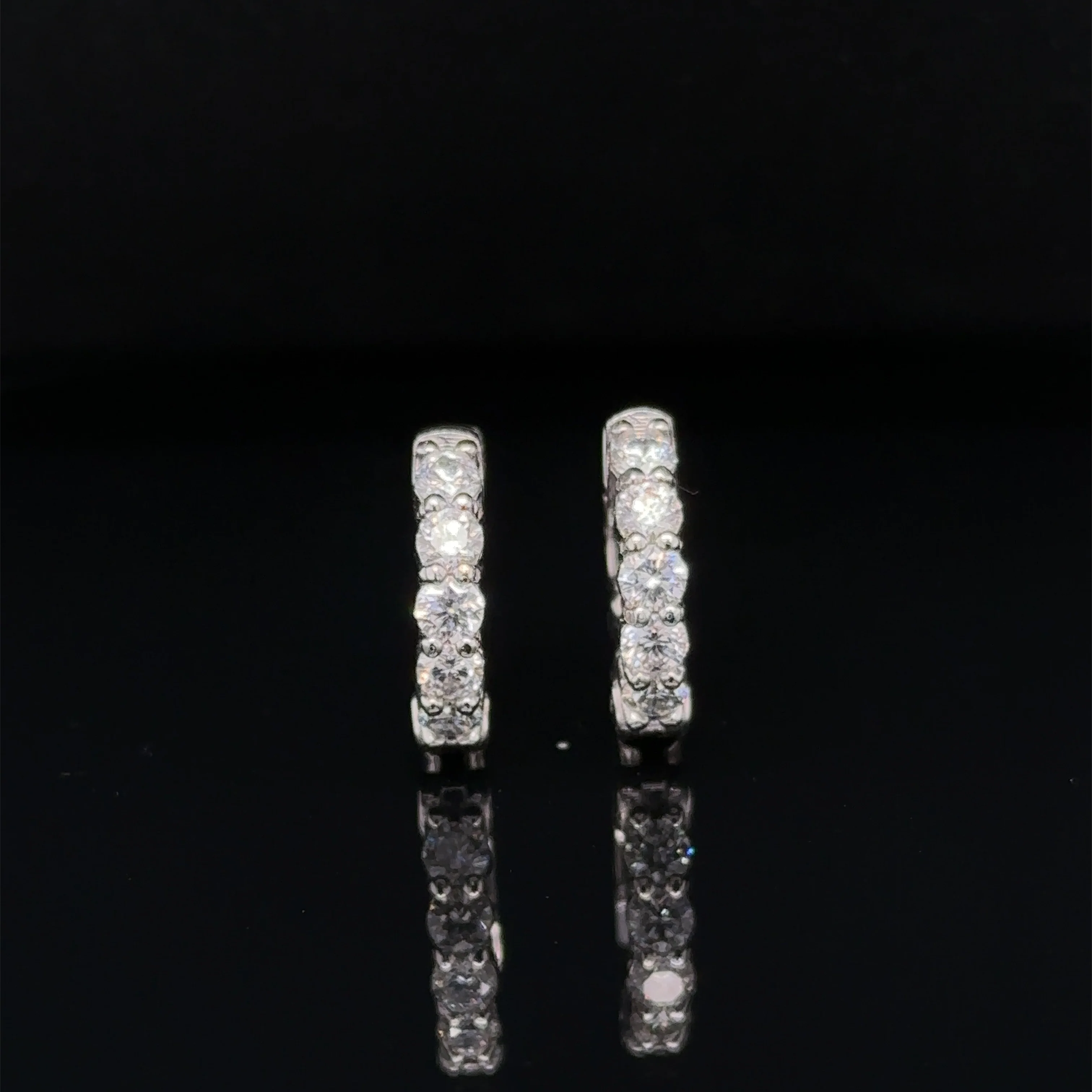 1.00 Carat Diamond Mini Hoop Earrings - Image 6