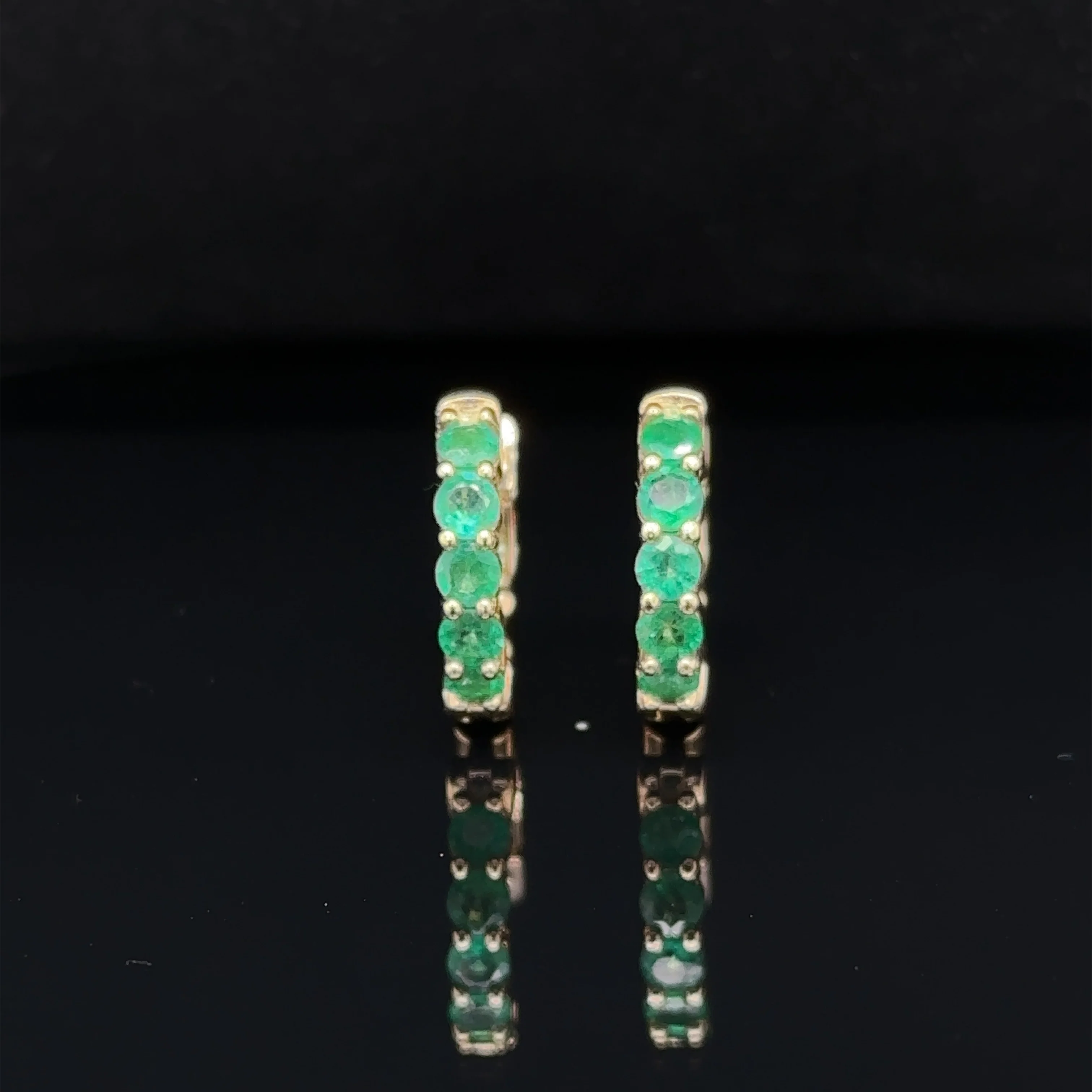 1.00 Carat Emerald Mini Hoop Earrings - Image 3