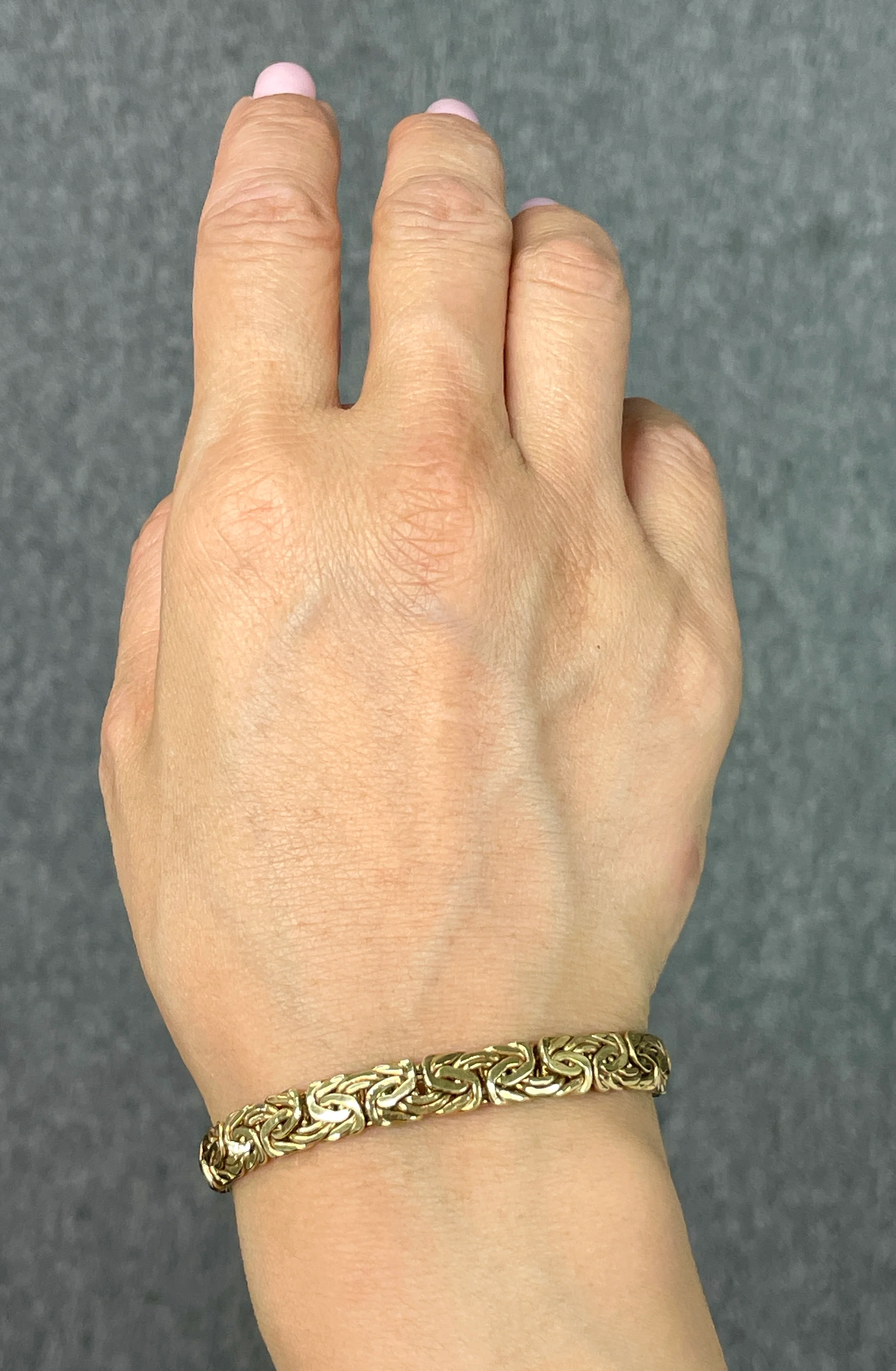 14k Gold Byzantine Bracelet - 7mm - Hollow - Image 3
