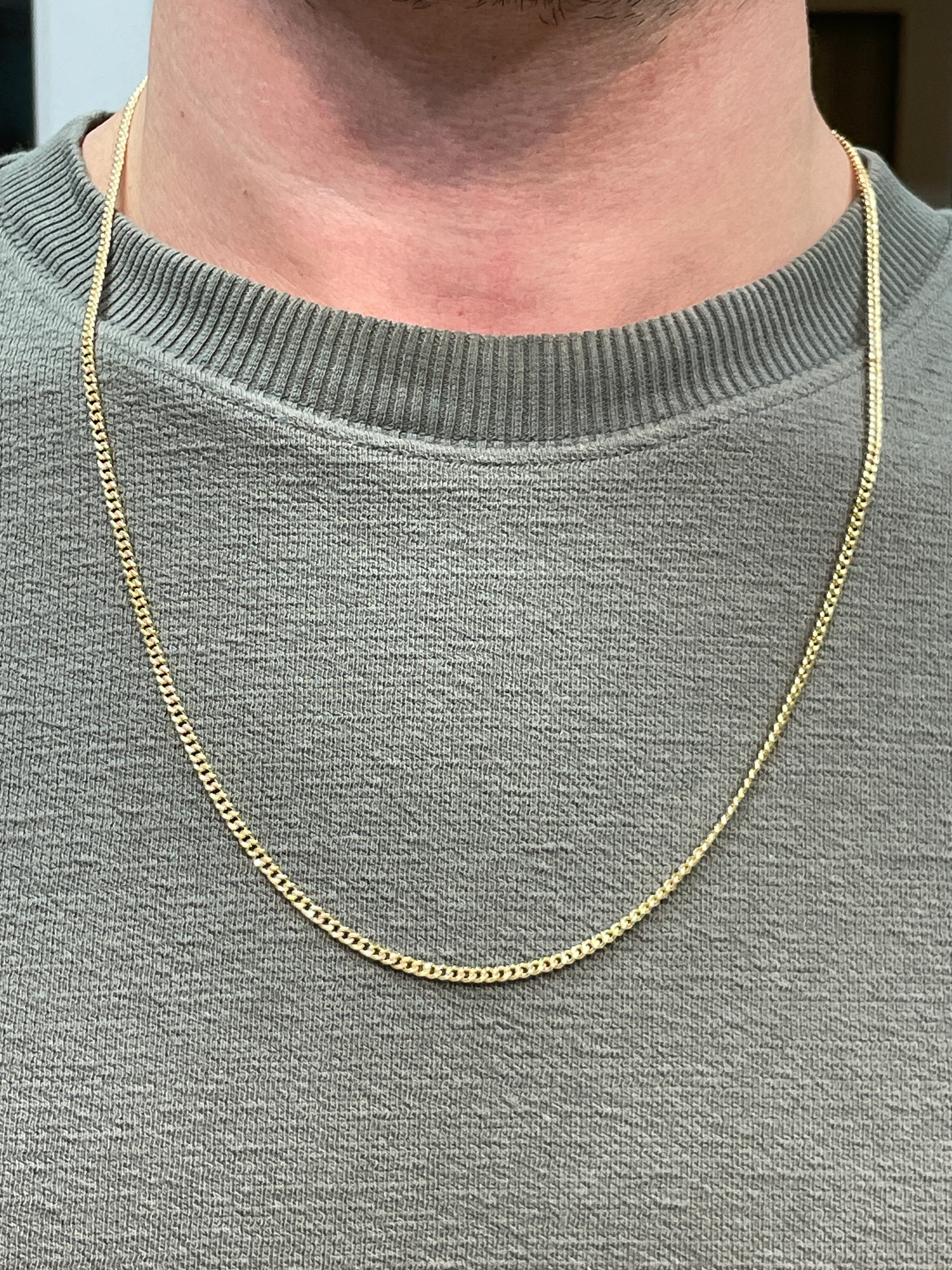 Solid 14k Gold Curb Chain Necklace - 2.5mm - Image 2