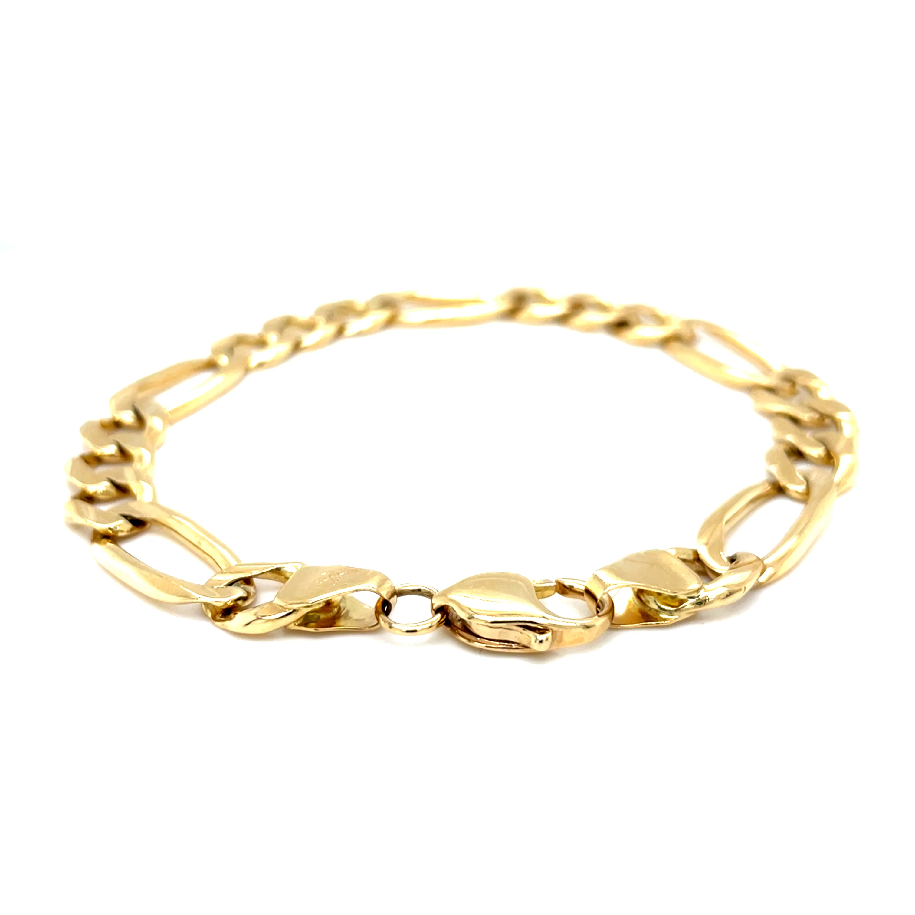 Solid 14k Gold Figaro Link Bracelet - 9.5mm - Image 2