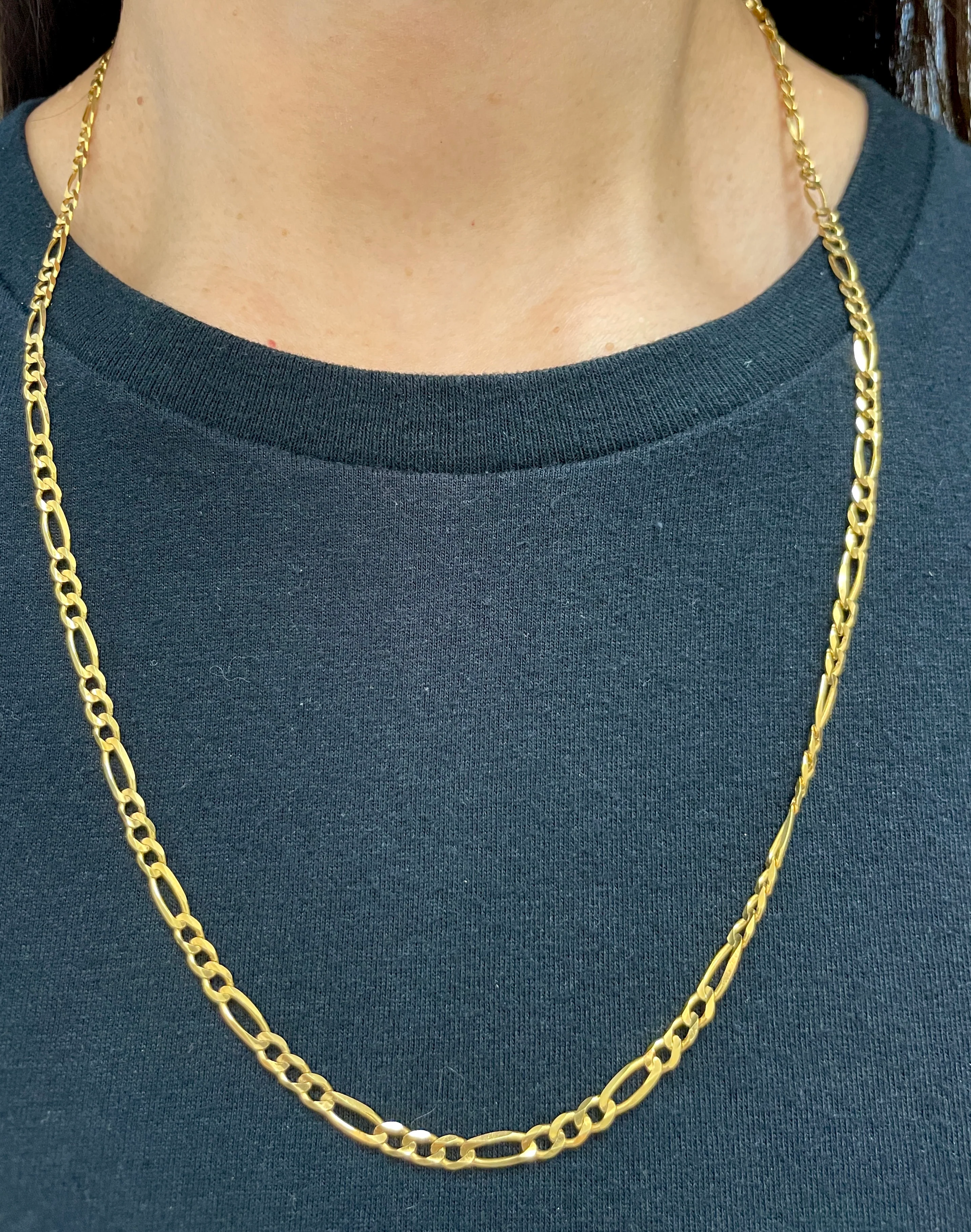 Solid 14k Gold Figaro Link Necklace - 4mm - Image 2