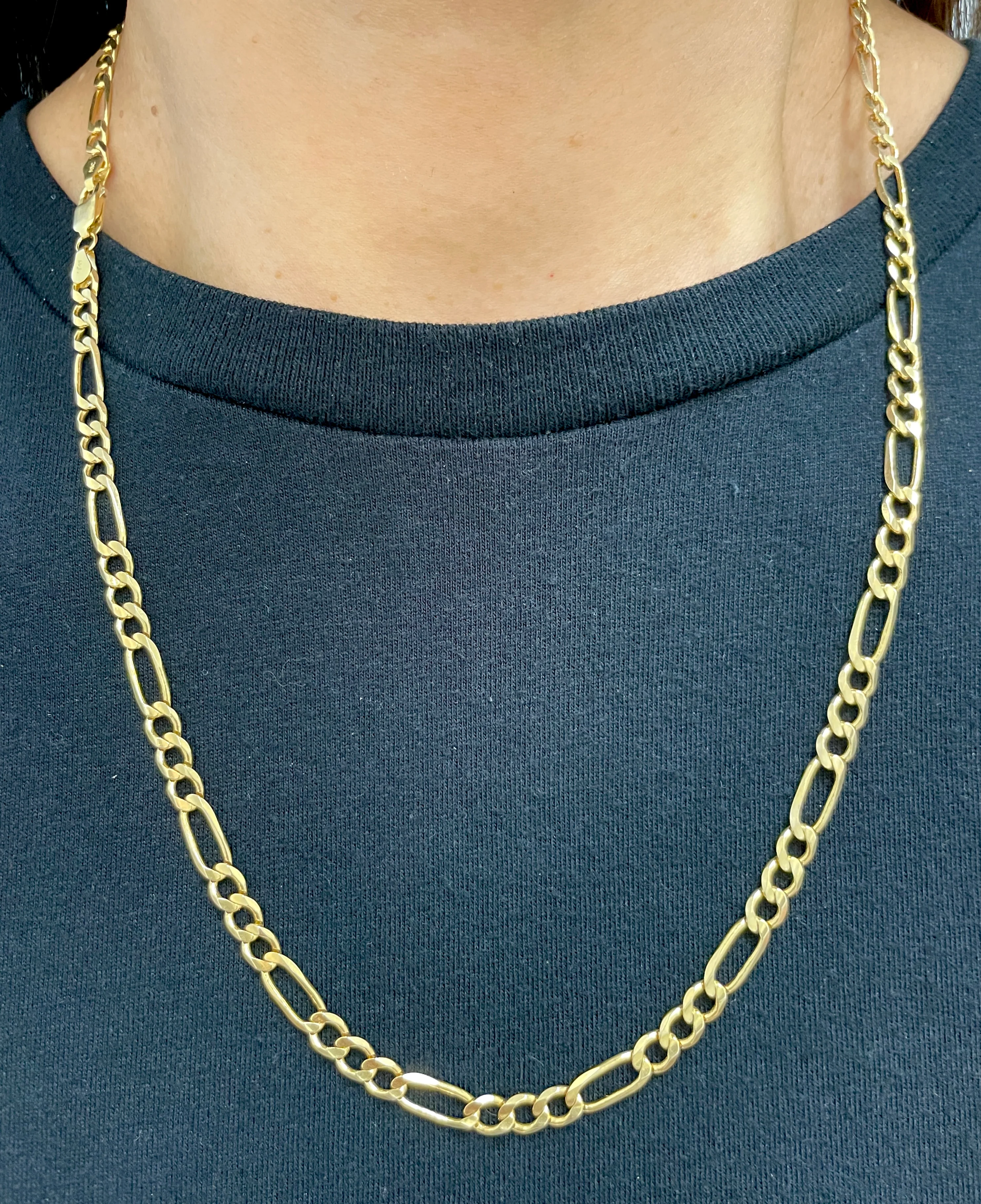 Solid 14k Gold Figaro Link Necklace - 5mm - Image 3