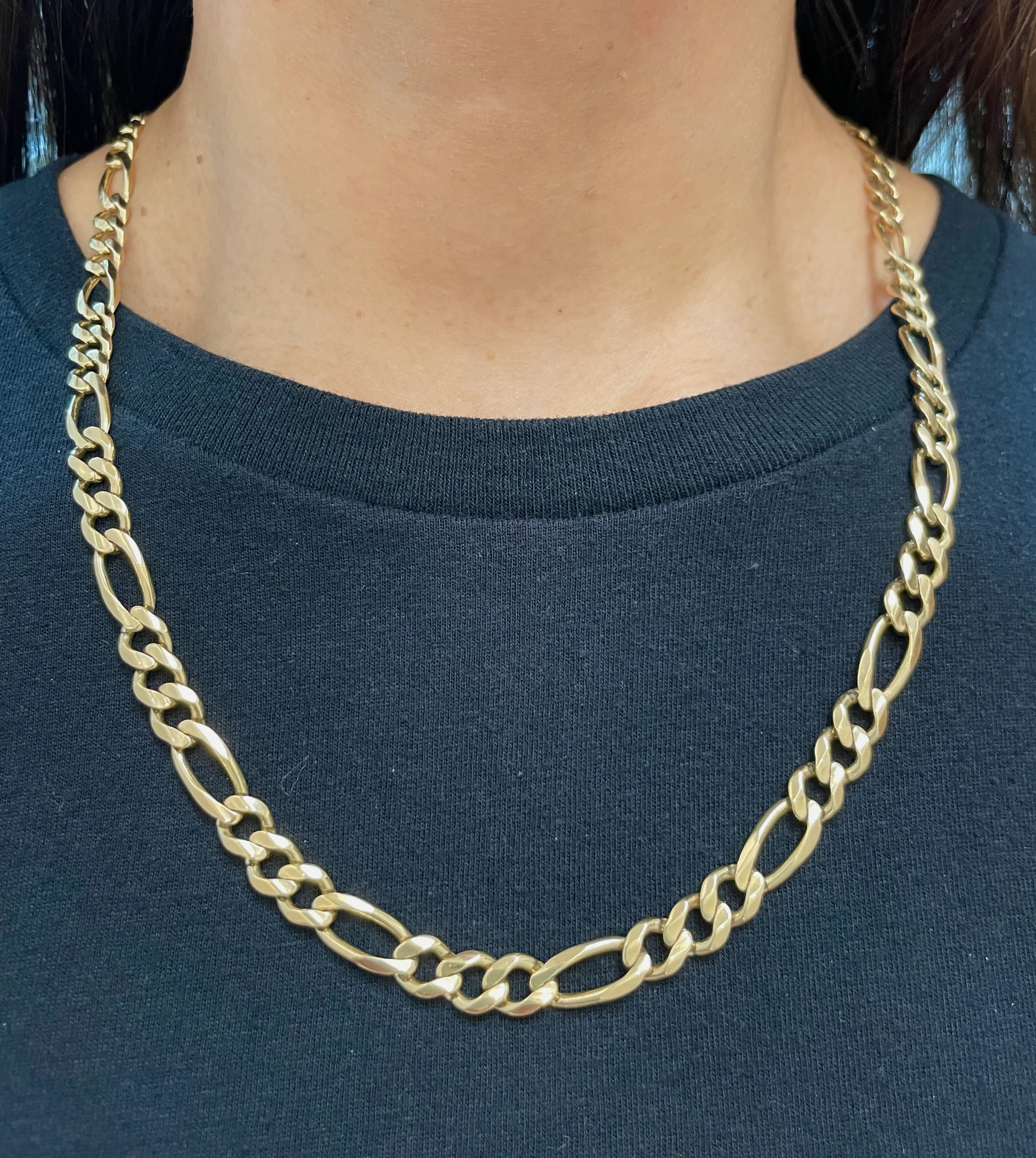 Solid 14k Gold Figaro Link Necklace - 7mm - Image 2